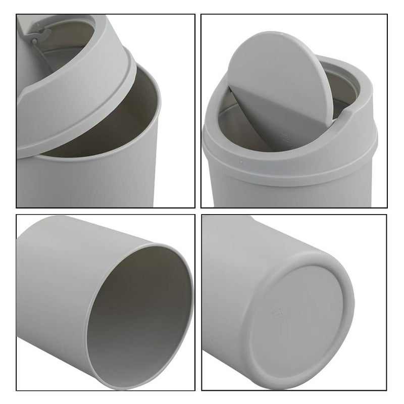 Fiazony Plastic Desktop Mini Trash Can with Swing Lid, Grey - Image 3